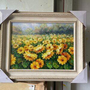 Bright Oil Painting of the Flower Field